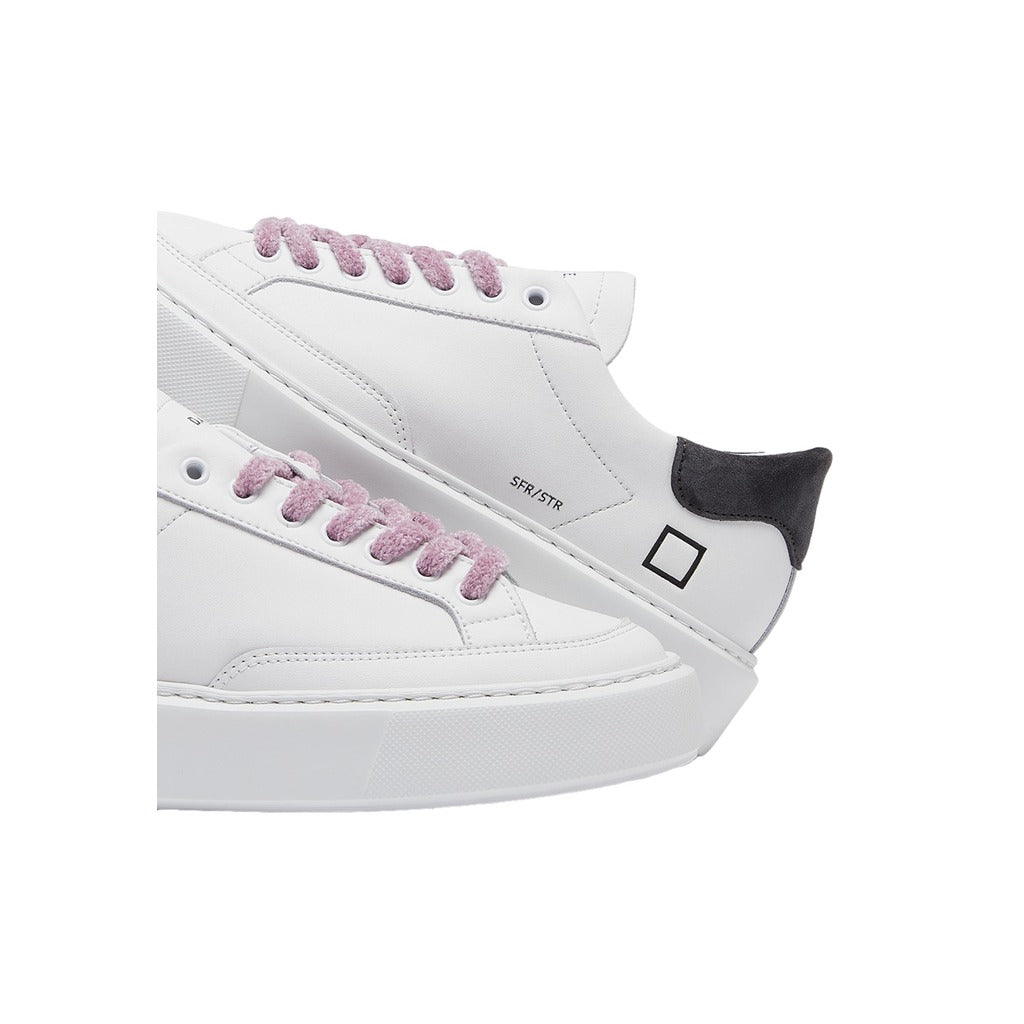 D.A.T.E. Women's White and Grey Sfera Stripe Sneakers