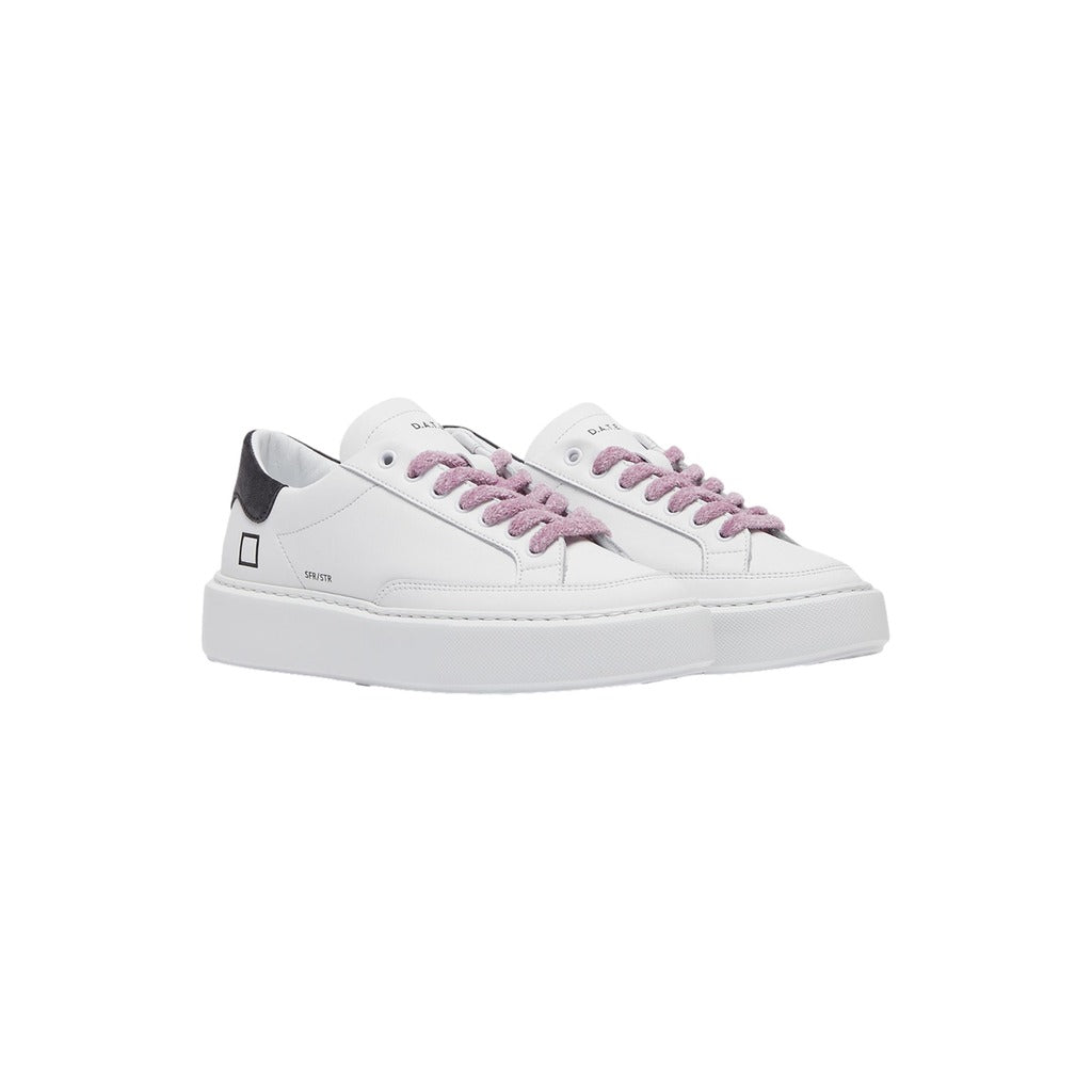 D.A.T.E. Women's White and Grey Sfera Stripe Sneakers