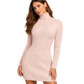 Elisabetta Franchi Women's Pink Ribbed Turtleneck Dress