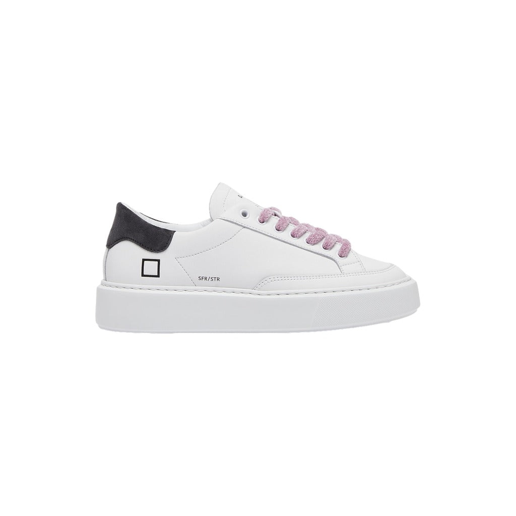 D.A.T.E. Women's White and Grey Sfera Stripe Sneakers