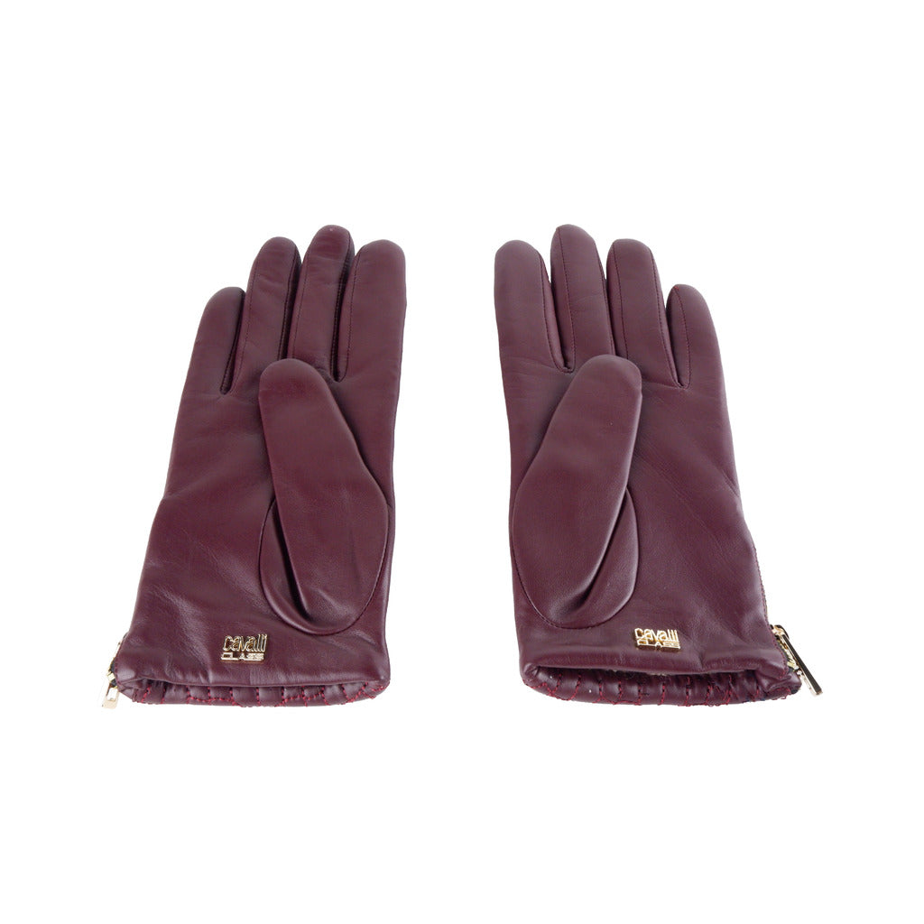 Cavalli Class Women's Burgundy Textured Gloves