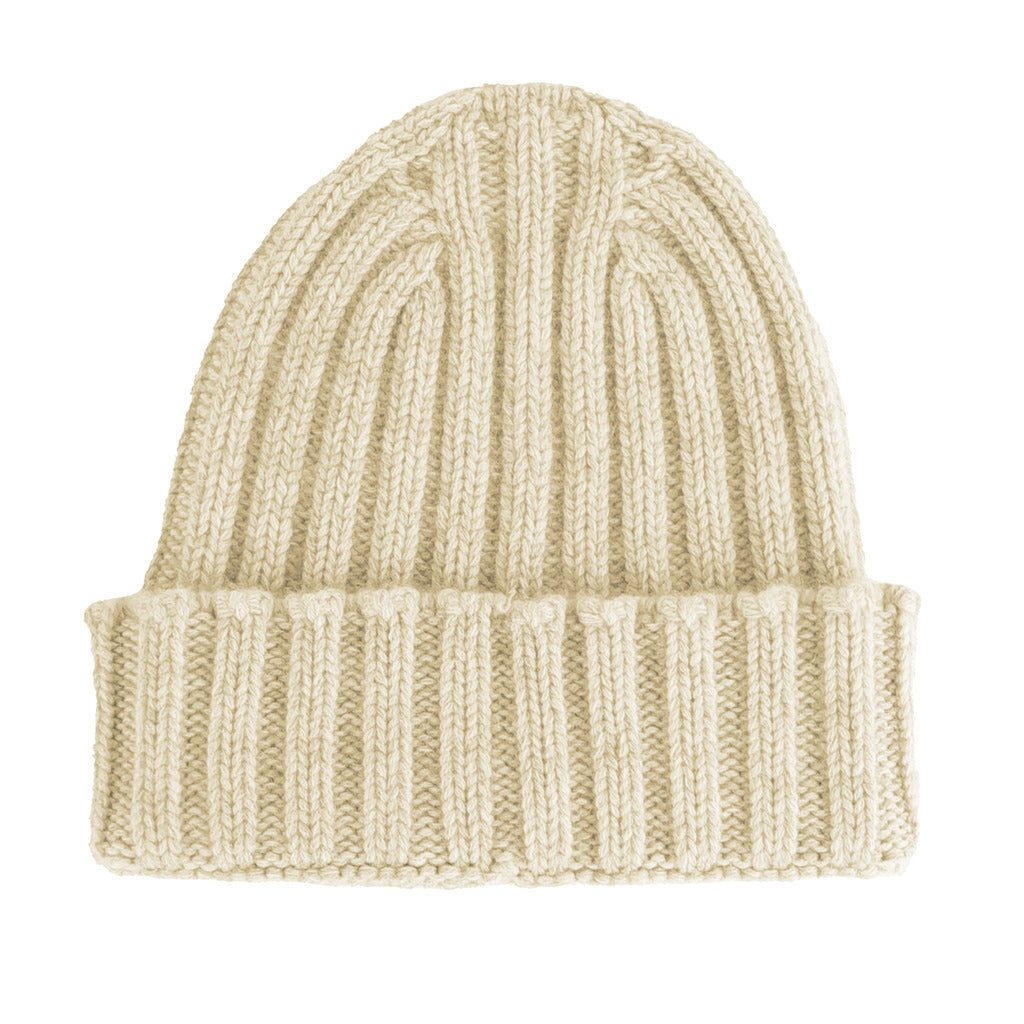 100% Cashmere Unisex Beige Cap