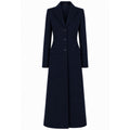 Loro Piana blue coat single-breasted virgin wool peak lapels and flap pockets.