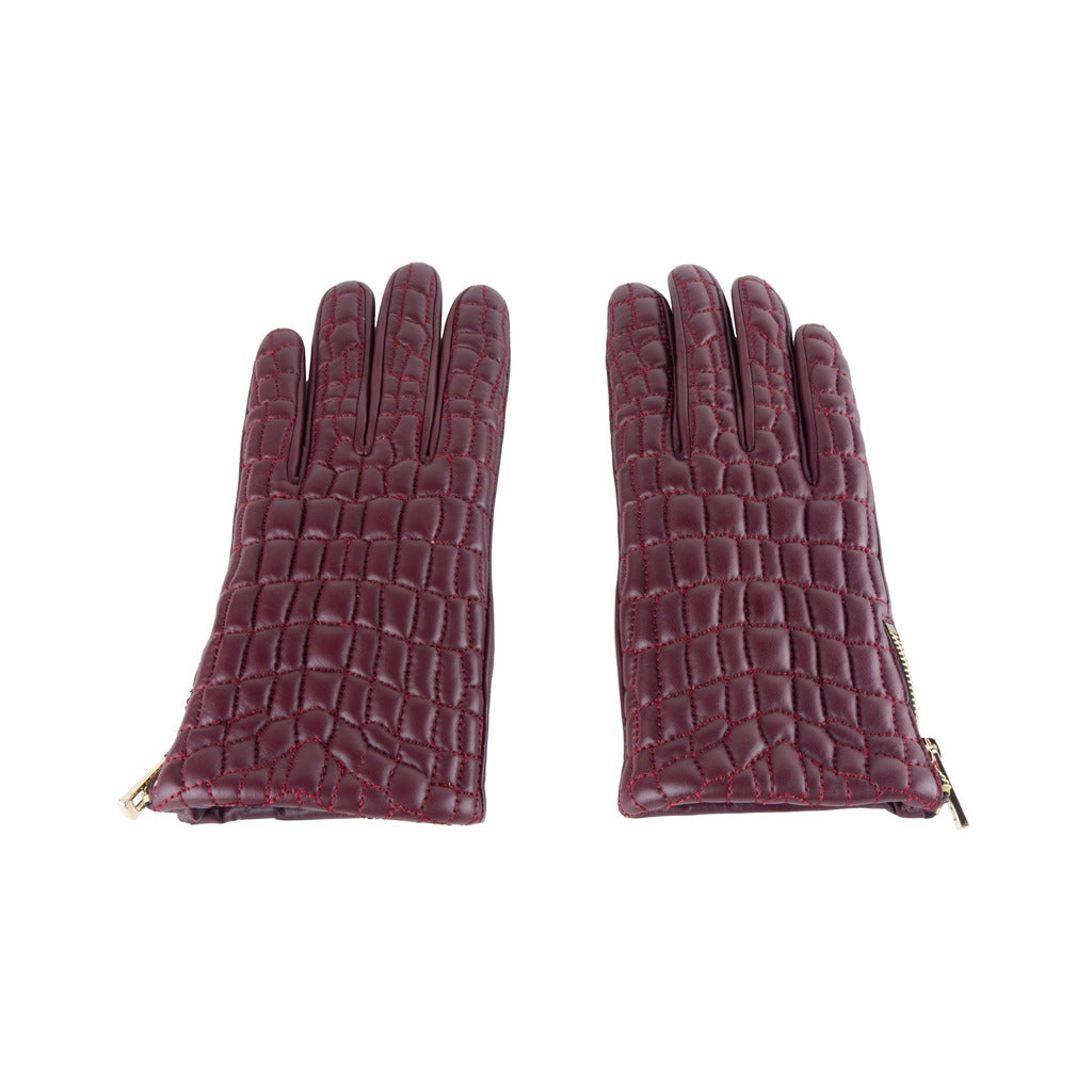 Cavalli Class Women's Burgundy Textured Gloves