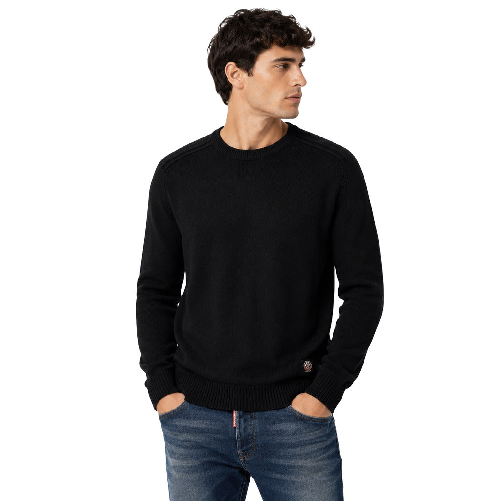 Parajumpers Men's Black Cotton Crew-Neck Sweater
