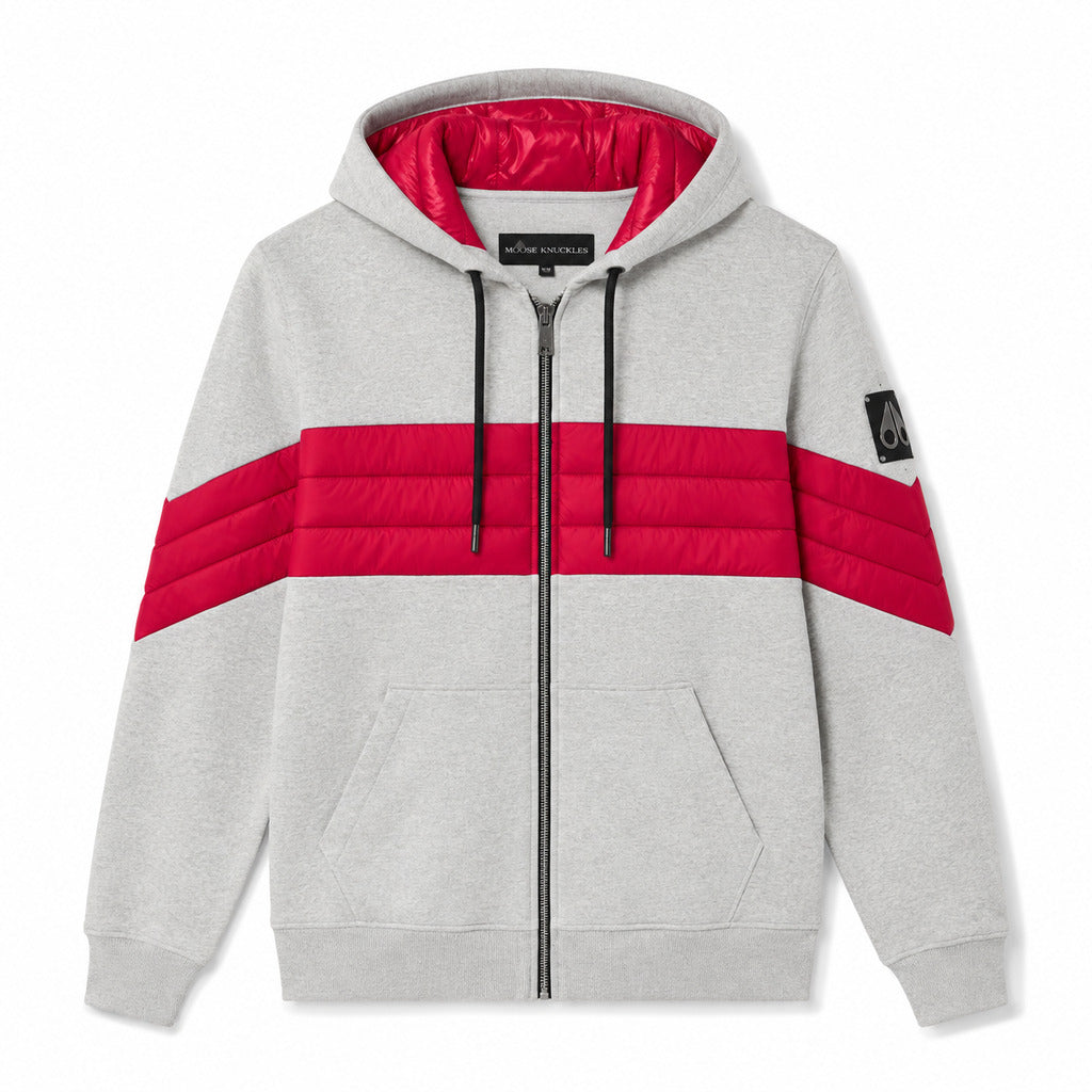 Moose Knuckles Men's Grey Quilted Hoodie